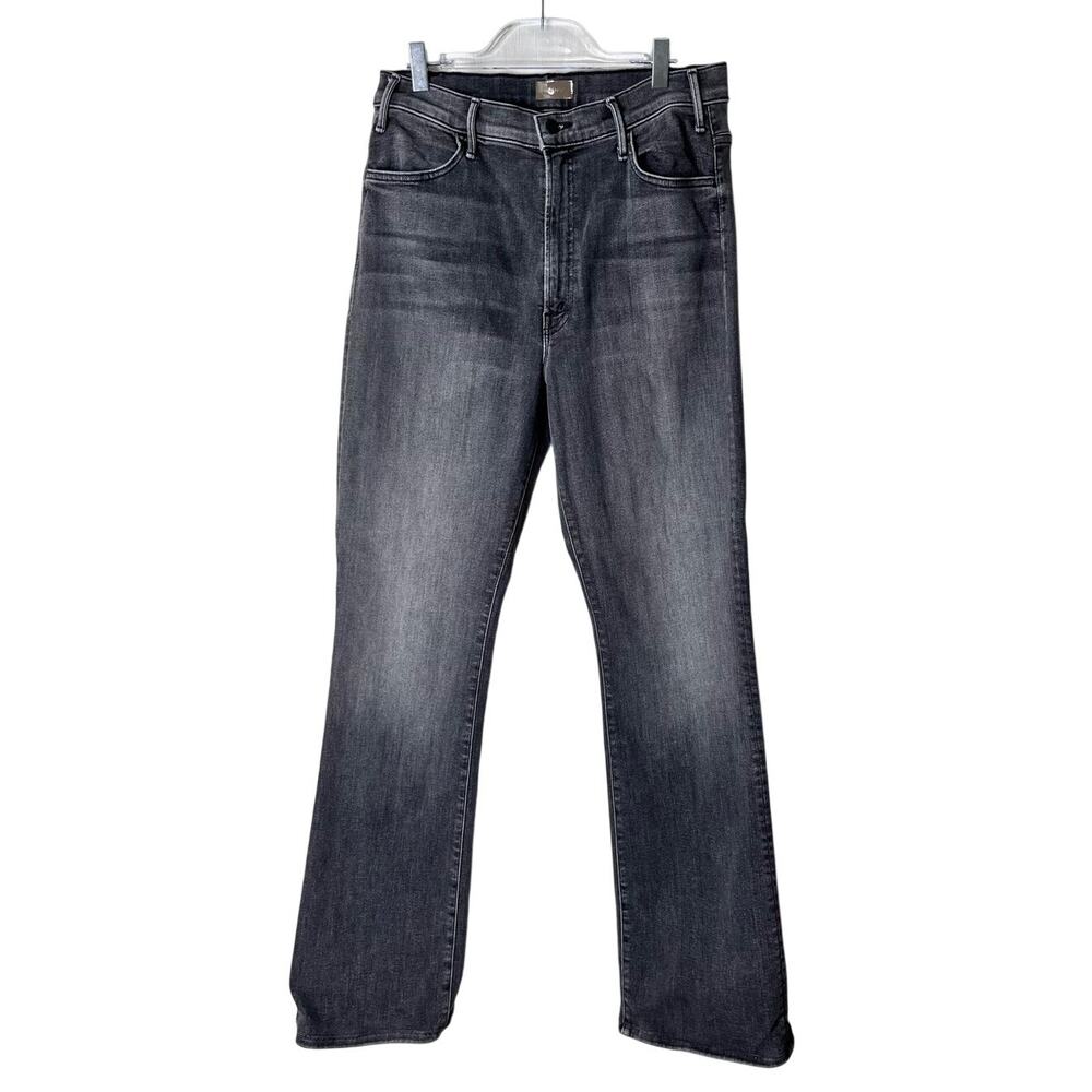 Mother The Hustler Heel Jeans 32 Magic 8 Ball Washed Black High Rise Flare